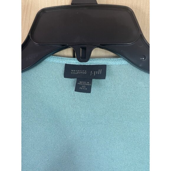 J. Jill Women's Sz XS Petite Teal Linen Blend Open Duster Cardigan Sweater Top - Picture 3 of 5